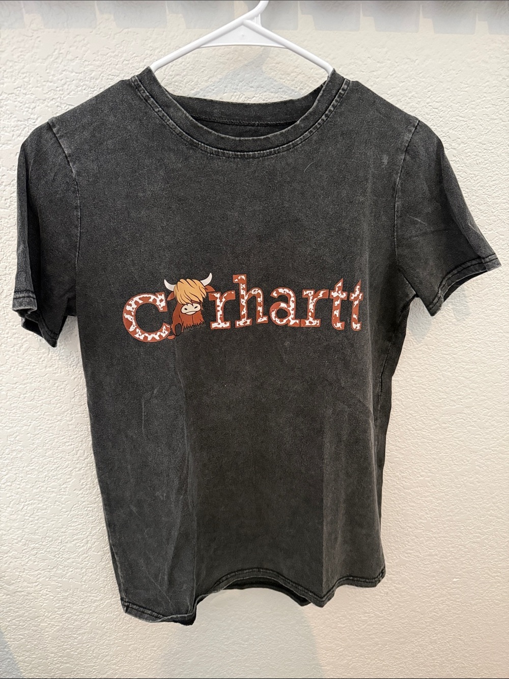 Carhartt Black Graphic Logo Tee with Orange Accent